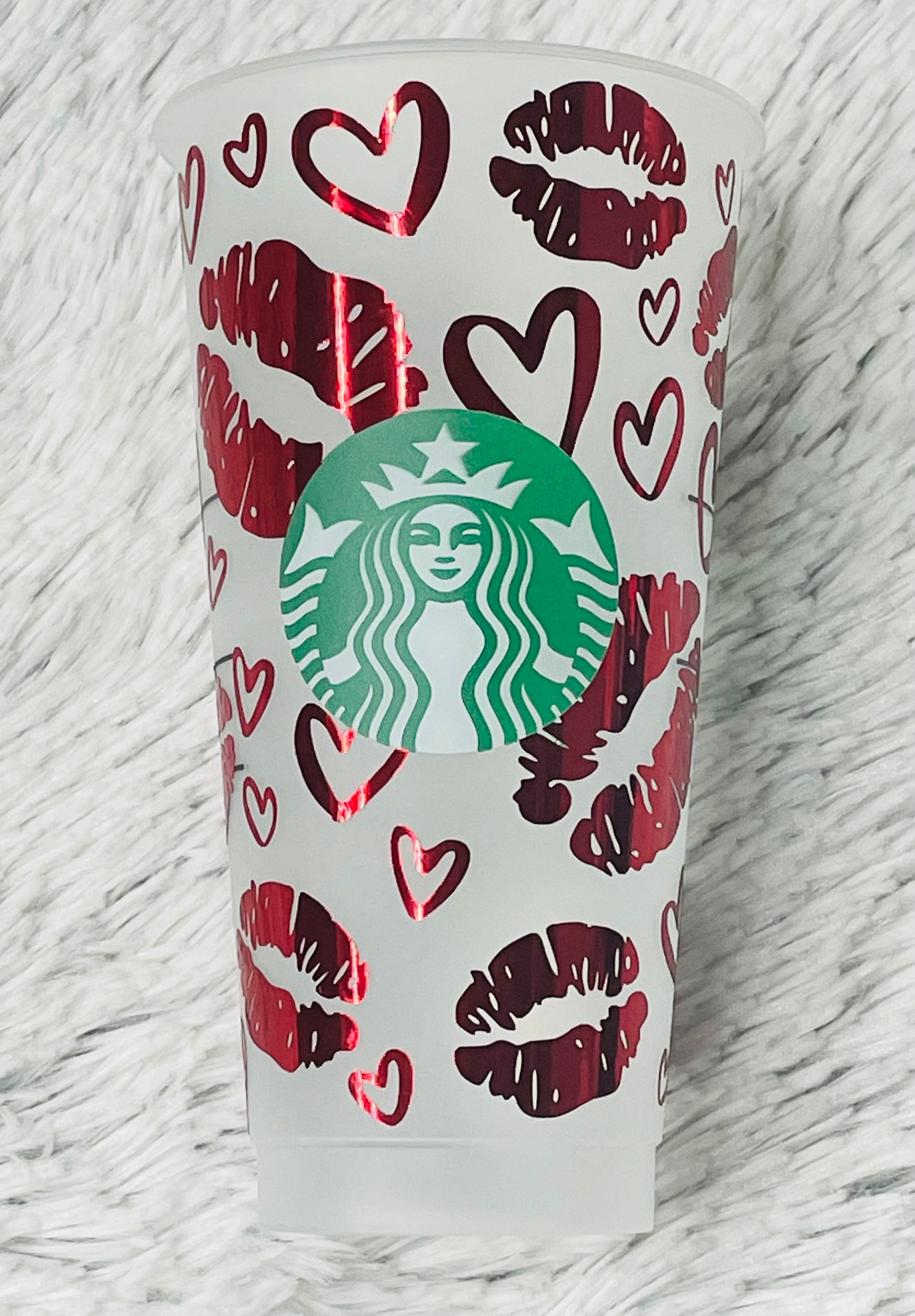 Color Changing Starbucks Cup, Full Wrap Hearts Starbucks Cold Cup